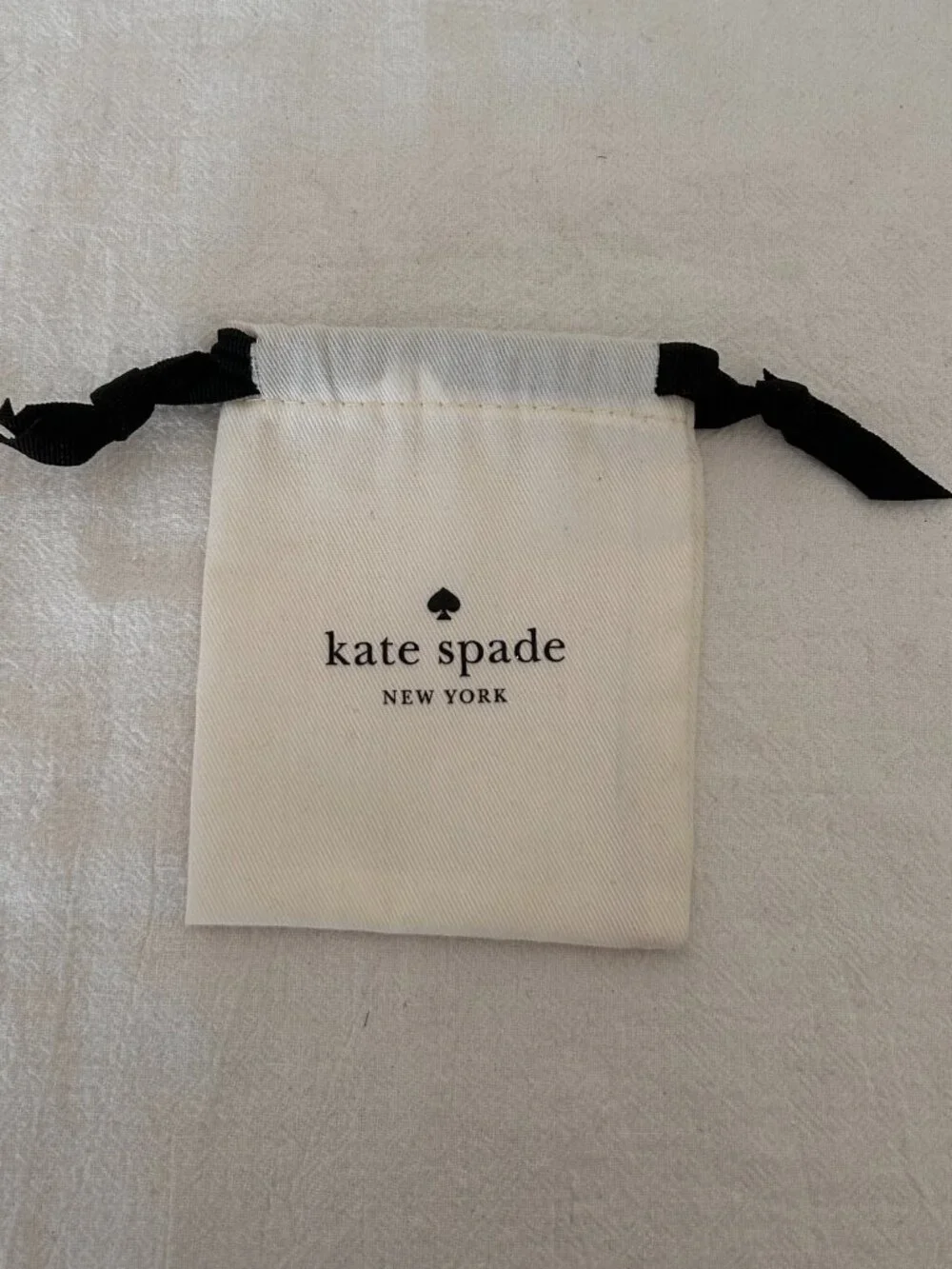 Small Kate Spade Jewelry Drawstring Pouch White and Black